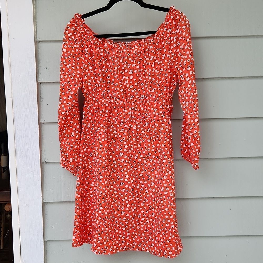 Floral Off-Shoulder Dress in Red